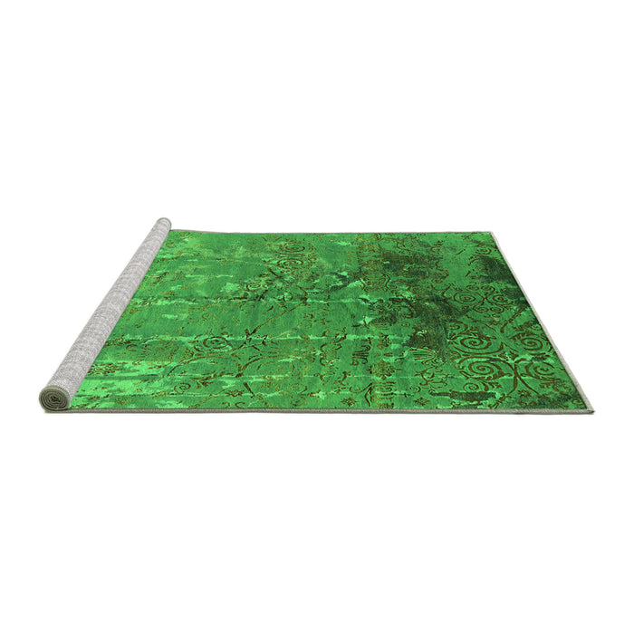 Sideview of Machine Washable Oriental Green Industrial Area Rugs, wshurb2145grn