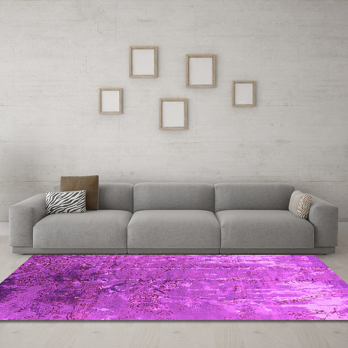 Machine Washable Oriental Pink Industrial Rug in a Living Room, wshurb2145pnk