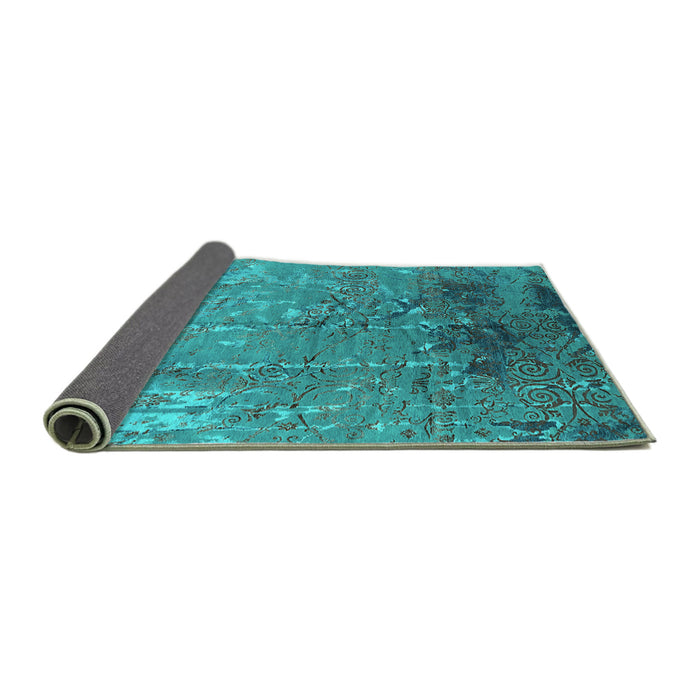 Sideview of Oriental Turquoise Industrial Rug, urb2145turq