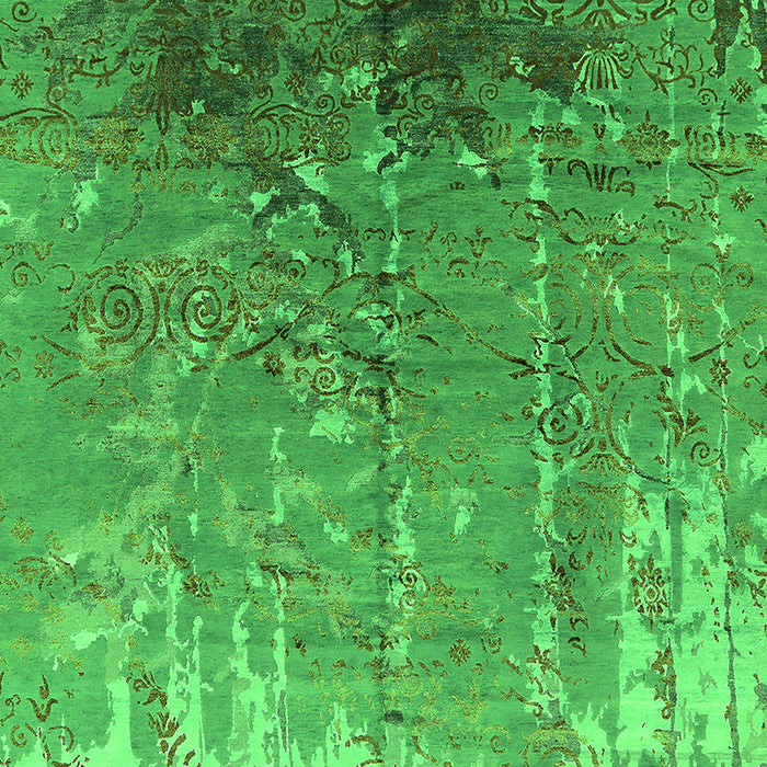 Machine Washable Oriental Green Industrial Area Rugs, wshurb2145grn