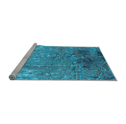 Sideview of Machine Washable Oriental Light Blue Industrial Rug, wshurb2145lblu