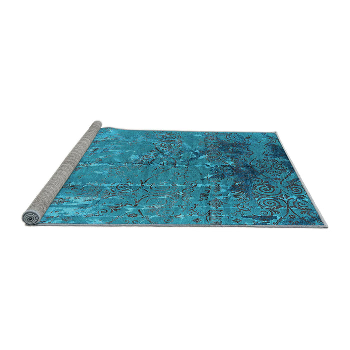 Sideview of Machine Washable Oriental Light Blue Industrial Rug, wshurb2145lblu