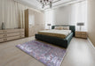 Mid-Century Modern Purple Oriental Rug in a Bedroom, urb2145