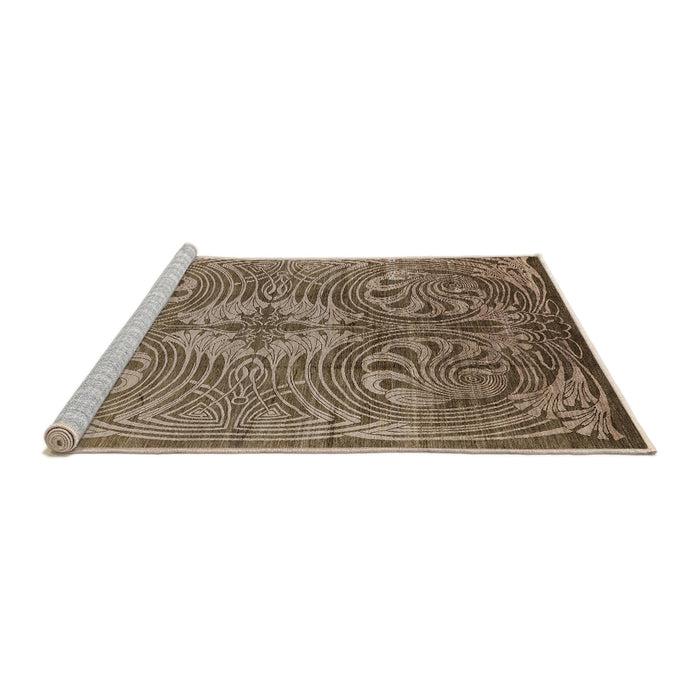 Sideview of Machine Washable Industrial Modern Camel Brown Rug, wshurb2146