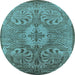 Round Oriental Light Blue Industrial Rug, urb2146lblu