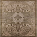 Square Mid-Century Modern Camel Brown Oriental Rug, urb2146