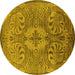 Round Oriental Yellow Industrial Rug, urb2146yw