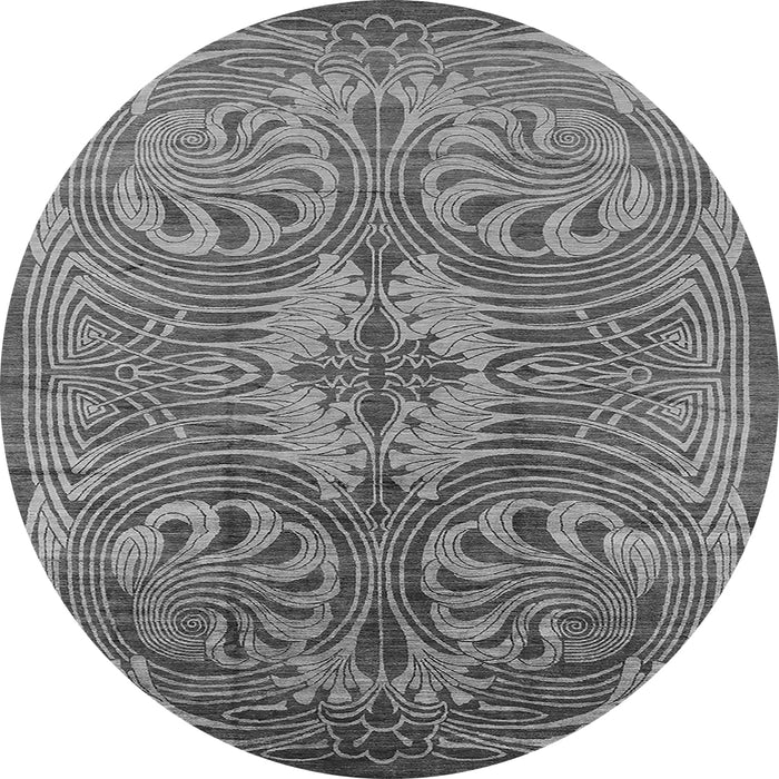 Round Oriental Gray Industrial Rug, urb2146gry