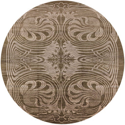 Round Machine Washable Industrial Modern Camel Brown Rug, wshurb2146
