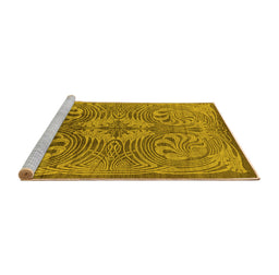 Sideview of Machine Washable Oriental Yellow Industrial Rug, wshurb2146yw