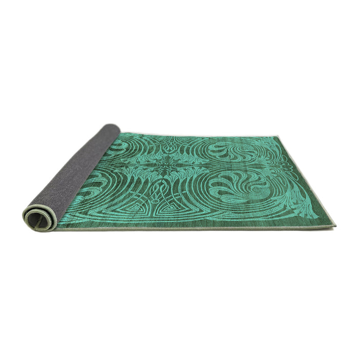 Sideview of Oriental Turquoise Industrial Rug, urb2146turq