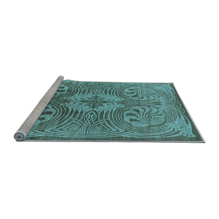 Sideview of Machine Washable Oriental Light Blue Industrial Rug, wshurb2146lblu