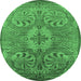 Round Oriental Emerald Green Industrial Rug, urb2146emgrn