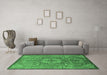 Machine Washable Oriental Emerald Green Industrial Area Rugs in a Living Room,, wshurb2146emgrn