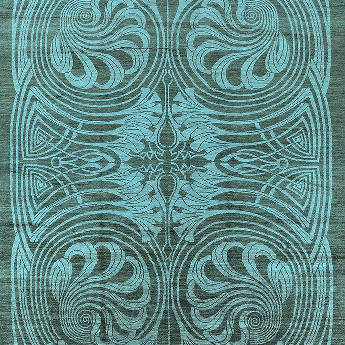 Machine Washable Oriental Light Blue Industrial Rug, wshurb2146lblu
