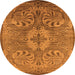 Round Machine Washable Oriental Orange Industrial Area Rugs, wshurb2146org