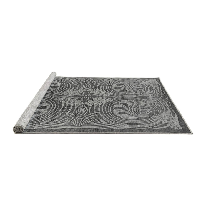 Sideview of Machine Washable Oriental Gray Industrial Rug, wshurb2146gry