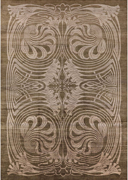 Mid-Century Modern Camel Brown Oriental Rug, urb2146