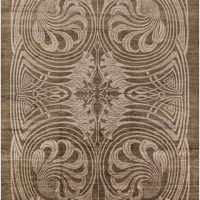 Mid-Century Modern Camel Brown Oriental Rug, urb2146