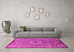 Machine Washable Oriental Pink Industrial Rug in a Living Room, wshurb2146pnk