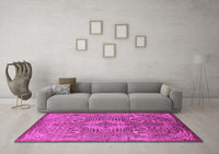 Machine Washable Oriental Pink Industrial Rug, wshurb2146pnk