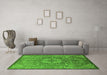 Machine Washable Oriental Green Industrial Area Rugs in a Living Room,, wshurb2146grn