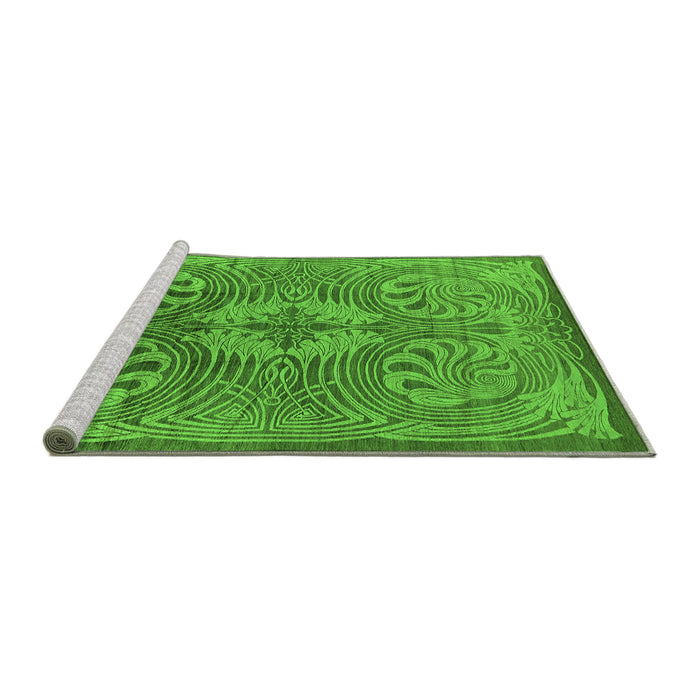 Sideview of Machine Washable Oriental Green Industrial Area Rugs, wshurb2146grn