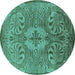 Round Oriental Turquoise Industrial Rug, urb2146turq