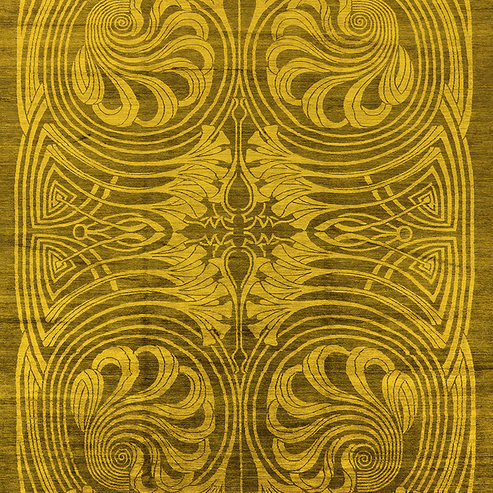 Machine Washable Oriental Yellow Industrial Rug, wshurb2146yw