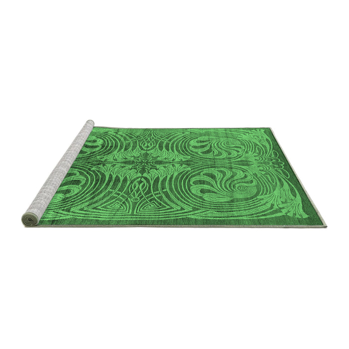 Sideview of Machine Washable Oriental Emerald Green Industrial Area Rugs, wshurb2146emgrn