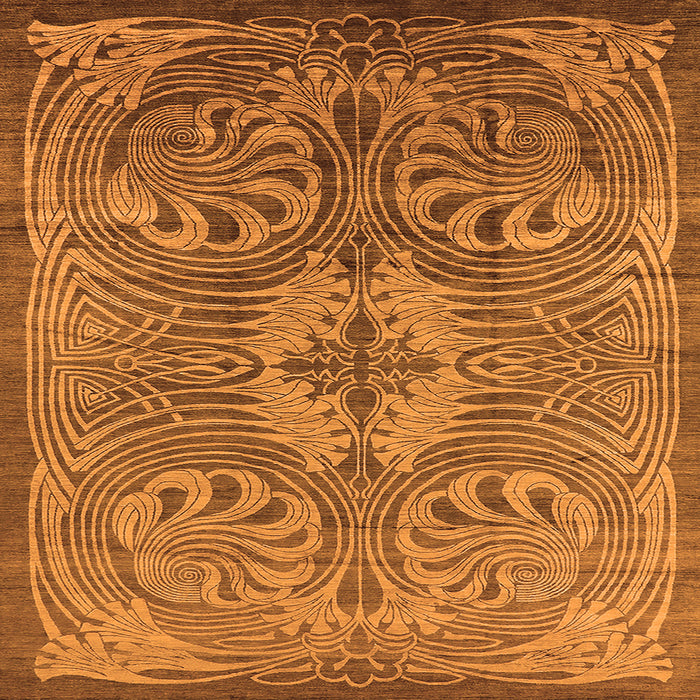 Square Oriental Orange Industrial Rug, urb2146org