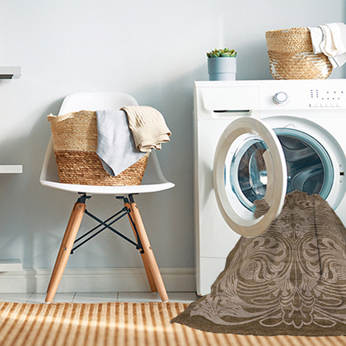 Machine Washable Industrial Modern Camel Brown Rug in a Washing Machine, wshurb2146