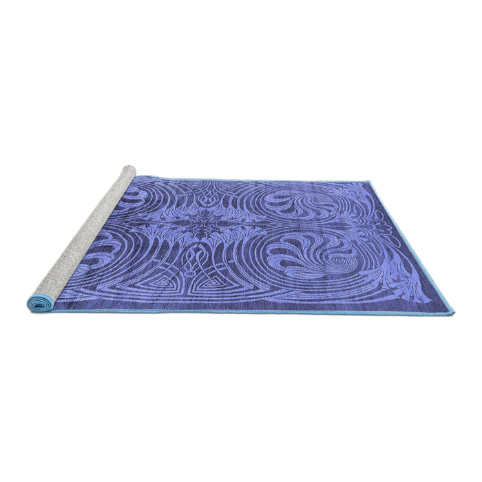 Sideview of Machine Washable Oriental Blue Industrial Rug, wshurb2146blu