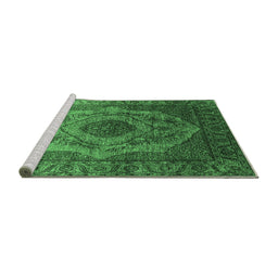 Sideview of Machine Washable Oriental Emerald Green Industrial Area Rugs, wshurb2147emgrn