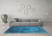 Machine Washable Oriental Light Blue Industrial Rug in a Living Room, wshurb2147lblu