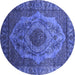 Round Oriental Blue Industrial Rug, urb2147blu