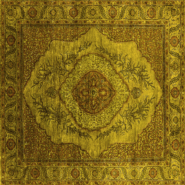 Square Oriental Yellow Industrial Rug, urb2147yw