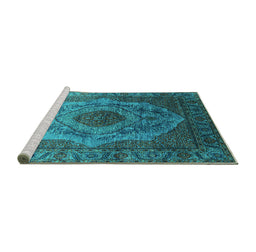 Sideview of Machine Washable Oriental Turquoise Industrial Area Rugs, wshurb2147turq
