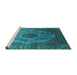 Sideview of Machine Washable Oriental Turquoise Industrial Area Rugs, wshurb2147turq