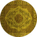 Round Oriental Yellow Industrial Rug, urb2147yw