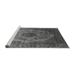 Sideview of Machine Washable Oriental Gray Industrial Rug, wshurb2147gry