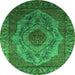 Round Oriental Green Industrial Rug, urb2147grn