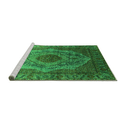 Sideview of Machine Washable Oriental Green Industrial Area Rugs, wshurb2147grn