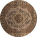 Round Oriental Brown Industrial Rug, urb2147brn