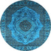 Round Oriental Light Blue Industrial Rug, urb2147lblu