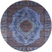 Round Mid-Century Modern Plum Purple Oriental Rug, urb2147