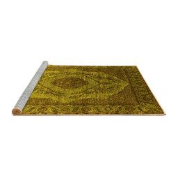 Sideview of Machine Washable Oriental Yellow Industrial Rug, wshurb2147yw