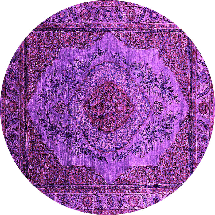 Round Machine Washable Oriental Pink Industrial Rug, wshurb2147pnk