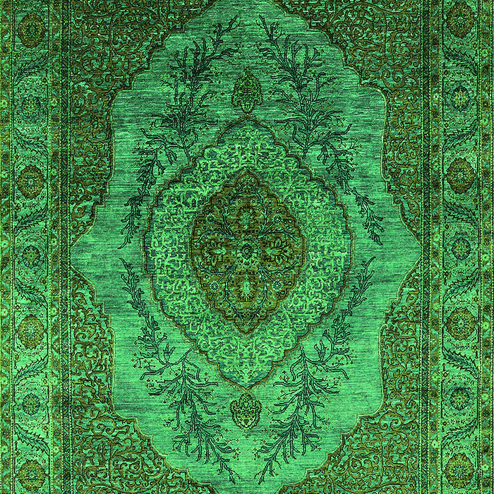 Machine Washable Oriental Green Industrial Area Rugs, wshurb2147grn