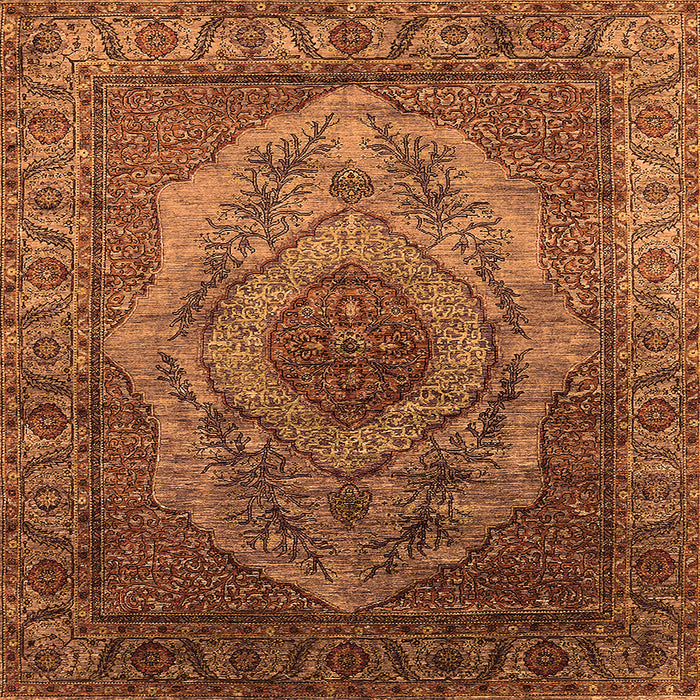 Square Oriental Orange Industrial Rug, urb2147org